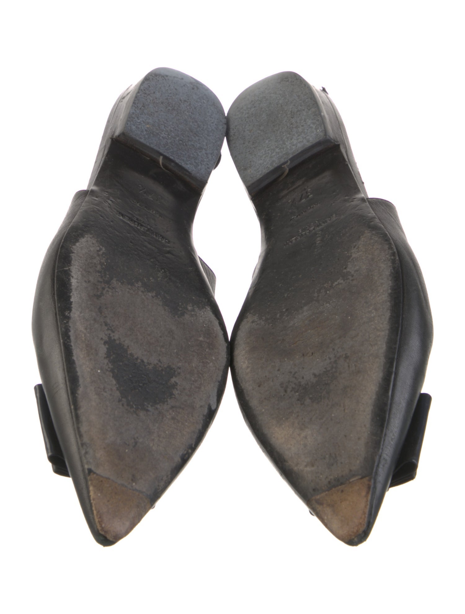 Saint Laurent Leather Bow Accents Slingback Flats